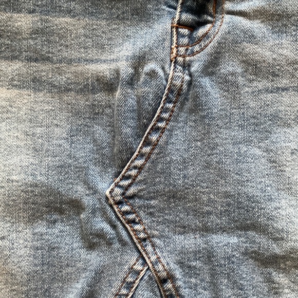 J Crew Mercantile Denim Mini Skirt Cut Off Hem Blue Jean Skirt Size 4 - Picture 11 of 12